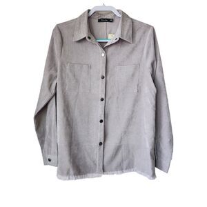 Doe & Rae Corduroy collared snap button Cowgirl Western raw hem Anthropologie M